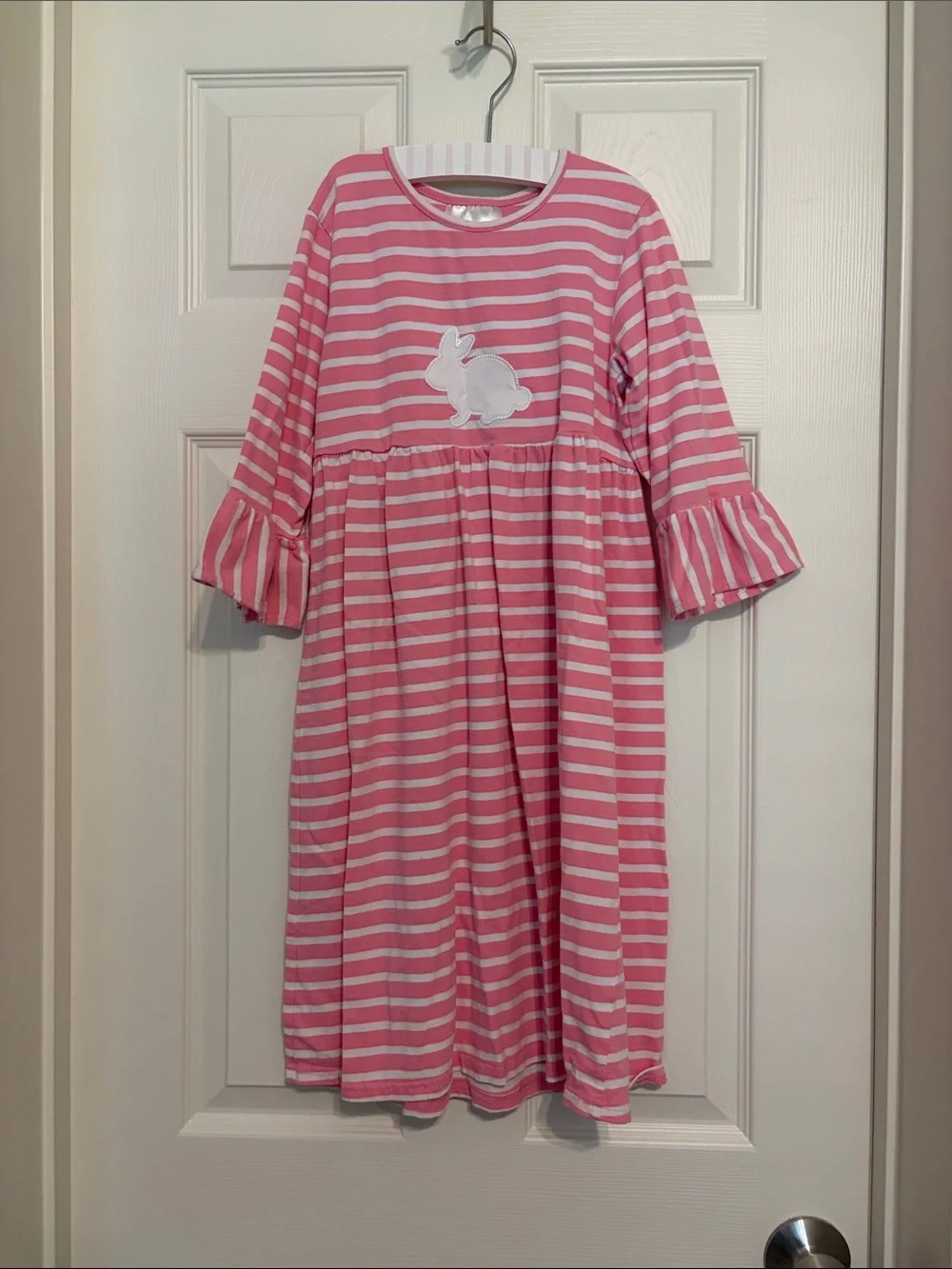 Southern Tots striped dress with Easter bunny appliqué- Size 8
